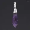 Colares pendentes kft prata banhado natural cura cristal amethysts rosa quartzo rosa reiki hexagon stone stone homens jóias