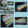 Drinking Straws Wholesale100Pcs Reusable Biodegradable Distored Color Beverage Hard Plastic Stripe Drinking Sts Drop Delivery Home G Dhtjf