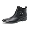 Iron Head Stivaletti da uomo neri Scarpe fatte a mano in vera pelle Fibbie con zip Rock Fashion Botas Hombre Taglie grandi