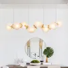 Candelabros de moda moderna nórdica, caja de cristal poligonal creativa, lámpara colgante LED para sala de estar, restaurante, Bar, vestíbulo, luz de 2/4/6 cabezales