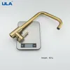 Kitchen Faucets ULA Brushed Gold Stainless Steel 360 Rotate Faucet Deck Mount Cold Water Sink Mixer Taps Torneira 221109