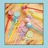 Stylos à bille 6 pièces / lot nouveauté en plastique Kawaii stylos de couleur bonbon forme stylo à bille sucette stylo à bille mignon papeterie école Supp Dhvom