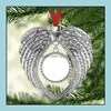 Charms Christmas Charm Ornament Decorations Angel Wings Shape Blank Heat Transfer Printing Consumables Supplies Xmas Tree Pendant Dr Dhh8Q