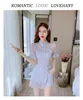 Work Dresses 2022 Summer Design Lace Bowknot Cheongsam Split Dress Shorts Two-piece Set Women Retro Outfits Female Blue