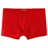 Mutande 4 PZ Uomo Mutandine stile cinese Pantaloncini boxer intimo uomo rosso Fat Plus Taglia L- 8XL 150 kg Pantaloni oversize modali