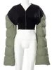 Vestes Femmes Bizarre Puss Patchwork Femmes Crop Veste Chaleur À Manches Longues Fermeture À Glissière Parkas Hiver Mode Casual Sauvage Streetwear Tenues 221109