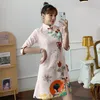 Etnische kleding roze qipao vintage elegante feest carnaval mode verbeterde moderne cheongsam jurk vrouwen traditionele Chinese Aziatische top