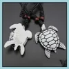 Pendant Necklaces Turtle Necklace Men Womens Imitation Yak Bone Cute Tortoise Hawaii Tribal Surfer Sea Turtles Charms Pendants Neckl Dhady