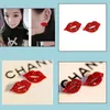 Estudo Sexy Lip Red Lip Diamond Brincos de preenchimento vintage Rhinestone Big Breating Women Girl Party Jeia Valentine Gift Drop Deliver