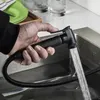 Keuken kranen aanrecht zwart dek gemonteerd flexibele uittreksel mixer tap koude veer spout chroom zilver 221109