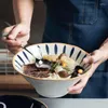 Tazones FANCITY Estilo japonés Ramen Bowl Hogar Sopa grande Personalidad creativa Comiendo Fideos de carne Sombrero Spe