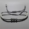 Charm Bracelets 1pc Men Anil Arjandas Jewelry 6mm Pave Setting CZ Bead&24K 4mm Brass Beads Braiding Macrame Bracelet