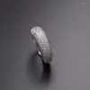 حلقات الكتلة رواتب مكدس مكدس التراص Micro Pave Cubic Zirconia Ring for Gold Color Open Finger Finger Party Jewelry 2022