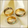 Band Rings 36Pcs 6Mm Gold Shell Abalone Stainless Steel Band Rings Mix Fashion Charm Men Women Party Gifts Jewelry Wholesale Lots Dr Dhrnk