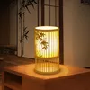 Lâmpadas de mesa Lâmpada de bambu feita à mão elegante para a sala de estar quarto com Au US eu uk plug e27 lâmpada LED 85-265V Night Light