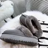 Australian 2022 nytt mönster Tjocksulade tofflor Classic Warm Boots Dam Mini Halv Snow Boot Vintermode päls Fluffig lurvig satin Ankelboots Booties tofflor