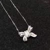 Pendant Necklaces Luxury Butterfly Diamond Real Tibetan Silver Statement Wedding Pendants Necklace For Women Bridal Jewelry