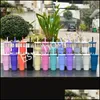 Tumblers Reusable Smoothie Tumbler Double Layer 700Ml Wide Mouth Boba Cup With Sts And Anti Slip Sile Sleeve Drop Delivery Home Gard Dhunj