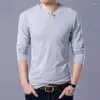 Men's T Shirts Design Fashion Mens Long Sleeved Tee Autumn & Spring Male Casual Solid Slim Fit Pure Cotton