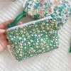 Kosmetische Taschen Sommer frischer Blumendruck Baumwollm￼nze Geldb￶rse Mini Aufbewahrung kleiner Stoffbeutel Kopfh￶rer -Reisebeutel Make -up