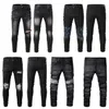 Stretch Holes distressed jeans Designer Jeans Skinny Ripped Destroyed Slim Fit Hip Hop Pants With For Men denim pant biker motorcycle rock revival trousers fashion