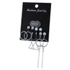 Accroupi nouvelles boucles d'oreilles créatives évider motif coeur de pêche figure géométrique gland Stud Set 6 paires Boucles d'oreilles