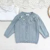 Vestes d'automne pour bébés filles, Cardigan tricoté pour bébés garçons, joli pull à simple boutonnage, fleurs, vêtements en tricot