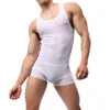 Undersirts Mens Leotard Sexy Mesh Bodysuits de uma peça gay luta livre boxeadores de cueca macacão de roupas de macacão macacão