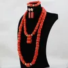 Collana Orecchini Set Matrimonio nigeriano tradizionale Perline di corallo africano Gioielli Dichiarazione di grandi donne con perle reali CNR845