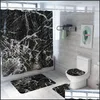 Shower Curtains Creative Marble Printing Bathroom Waterproof Shower Curtain Pedestal Rug Lid Carpet Toilet Er Set Bath Mat T200102 D Dhlkz