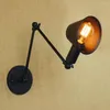 مصابيح الجدار العلوي الرجعية غير اللامع الحديد الأسود الظل قابلة للتعديل الأرجوحة القراءة أضواء القراءة E27 / E26 SCONCE لغرفة العمل مقهى بار غرفة نوم