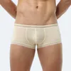 Slip taille basse hommes glace soie hommes sous-vêtements Ultra-mince translucide Sexy culotte hanche levage couleur unie Lingerie