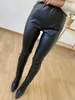 Kvinnor Pants Capris Winter Leather Black Slim Zipper Classic Trousers Pencil Beige Tight Pu Faux For Women 221109