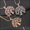 Pendant Necklaces Tree Of Life Pendant Necklace Women Chic Jewelry Crystal Statement Necklaces Pendants Christmas Gifts Bijoux Rose Dhblf