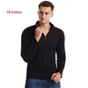 T-shirt da uomo T-shirt scollo a V maniche lunghe basic tinta unita moda casual jogging sport top 3XL 12 colori tra cui scegliere