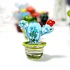 Figurines décoratives faites à la main en verre de Murano Cactus ornements bureau artisanat parure créative colorée mignonne plante Miniature pour la décoration intérieure