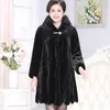 Women's Fur Autumn Winter Woman Water Proof Faux Coats Women Mid-length Warm Hooded Jacket Middle-Aged Lady Plush Coat Outwear T42