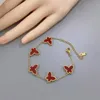 Fashion Design Double Side Clover Charm Bracelet 18K Gold Stainless Steel Jewelry for Gift