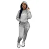 Kobiety z kapturem bluzy Designer TrackSuits Zimowe polar dwupoziomowy zestaw mody litera drukowania pullover spodni jogger sport