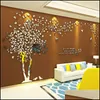 Stickers muraux 3D acrylique miroir autocollant mural bricolage grand arbre salon TV fond décoration maison murale art T200111 livraison directe Dhstj