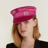 Baretten 2023 Merk Designer Lente Zomer Caps Vrouwen Tweekleurige Sboy Cap Kristal Verfraaid Satijnen Baker Jongen Hoed