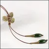 Hänge halsband miage etnisk handgjorda keramiska glasyr pärla frukt forntida brons färgfjädrar lämnar tröja halsband kvinnor mode dhkbm
