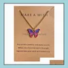 Colares pendentes Colar de colar de borboleta Gold Gold Sier Chain para presente de casamento Bobo Animal Colares Jewelry With Paper Card Dhnjw
