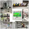 Prateleiras de banheiro parede flutuante preto espelho de cozinha prateleira de metal organizador de chuveiro acessórios rack de armazenamento 2060 cm broca de alumínio 221108