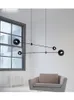 Ljuskronor postmoderna linjer glasboll ledande pendellkronkrona lampa geometrisk design h￤ngande ljus luster f￶r sovrummet s￤ngplats