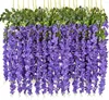 Dekoratif çiçekler 12 paket yapay wisteria asma sahte asılı çelenk ipek uzun çalı ipi ev parti weddin