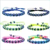 Beaded 20121 Handmade Braceletsturkey Blue Evil Eye Charm Bracelet For Women Braided String Rope Fatima Beads Chain Bangle Fashion J Dh1Vn