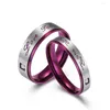 Wedding Rings For Men Women CZ Love Foren Purple Couple Band Ring Stainless Steel Promise Trendy Jewelry Valentine's Day Gift