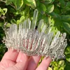 Pinces à cheveux, couronne en cristal de Quartz, accessoire de tête, cerceau fait à la main, croissant décoré, couvre-chef de luxe gothique Baroque, couvre-chef