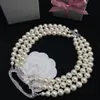 Collier pendentif européen et américain trois couches de perle agate noire cent vintage chaîne clavicule femme